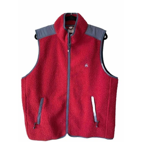 $148 Brooks Brothers Jacket Vest Mens Red Teddy Fleece Full-Zip Casual Size XL - Picture 6 of 7